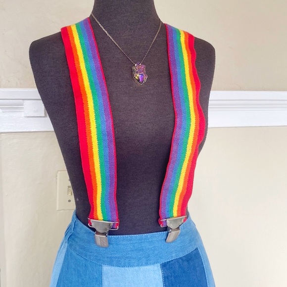 Vintage Accessories - Vintage 70’s Rainbow Suspenders 🌈